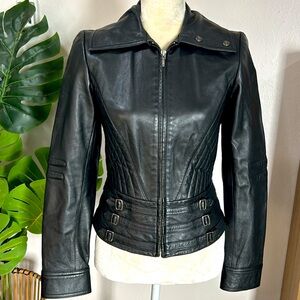Guess Collection Genuine Leather Moto Jacket